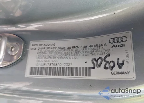 2008 Audi S5 4.2L from USA, damaged, VIN WAURV78T58A042327